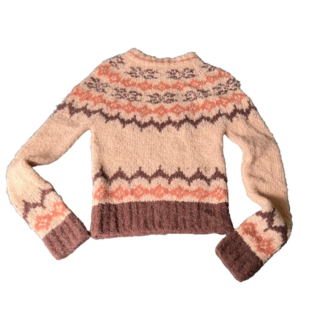 SMYTHE Lopi Fair Isle Alpaca Blend Sweater Apricot Fair Isle NWT Women's Small - Picture 2 of 10
